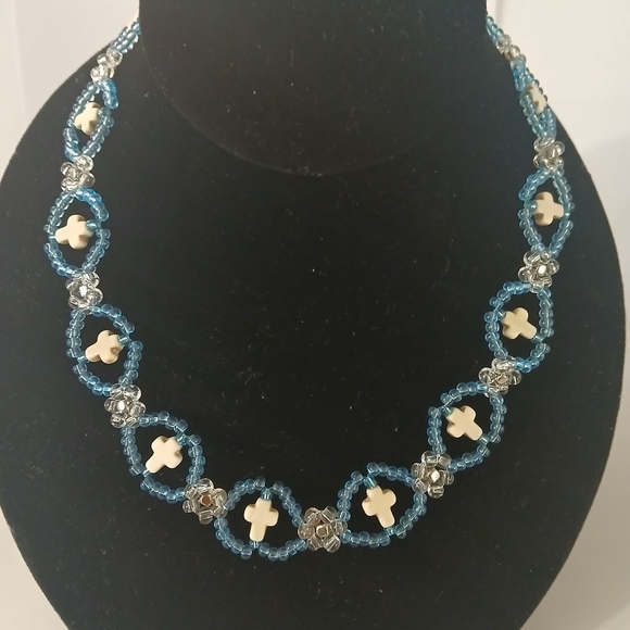 Jewelry - Blue and White Beaded Necklace
